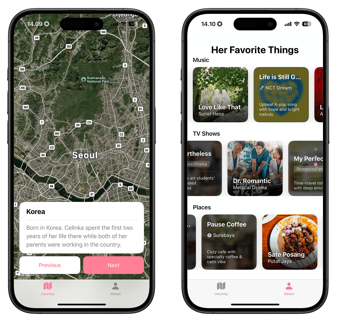 Eira app map screen and favorites screen